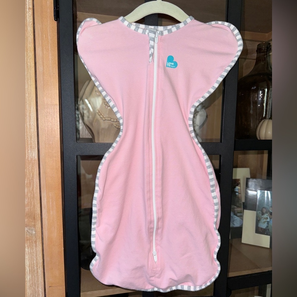 Love to dream Pink Swaddle Sleep Sack with Gray Trim